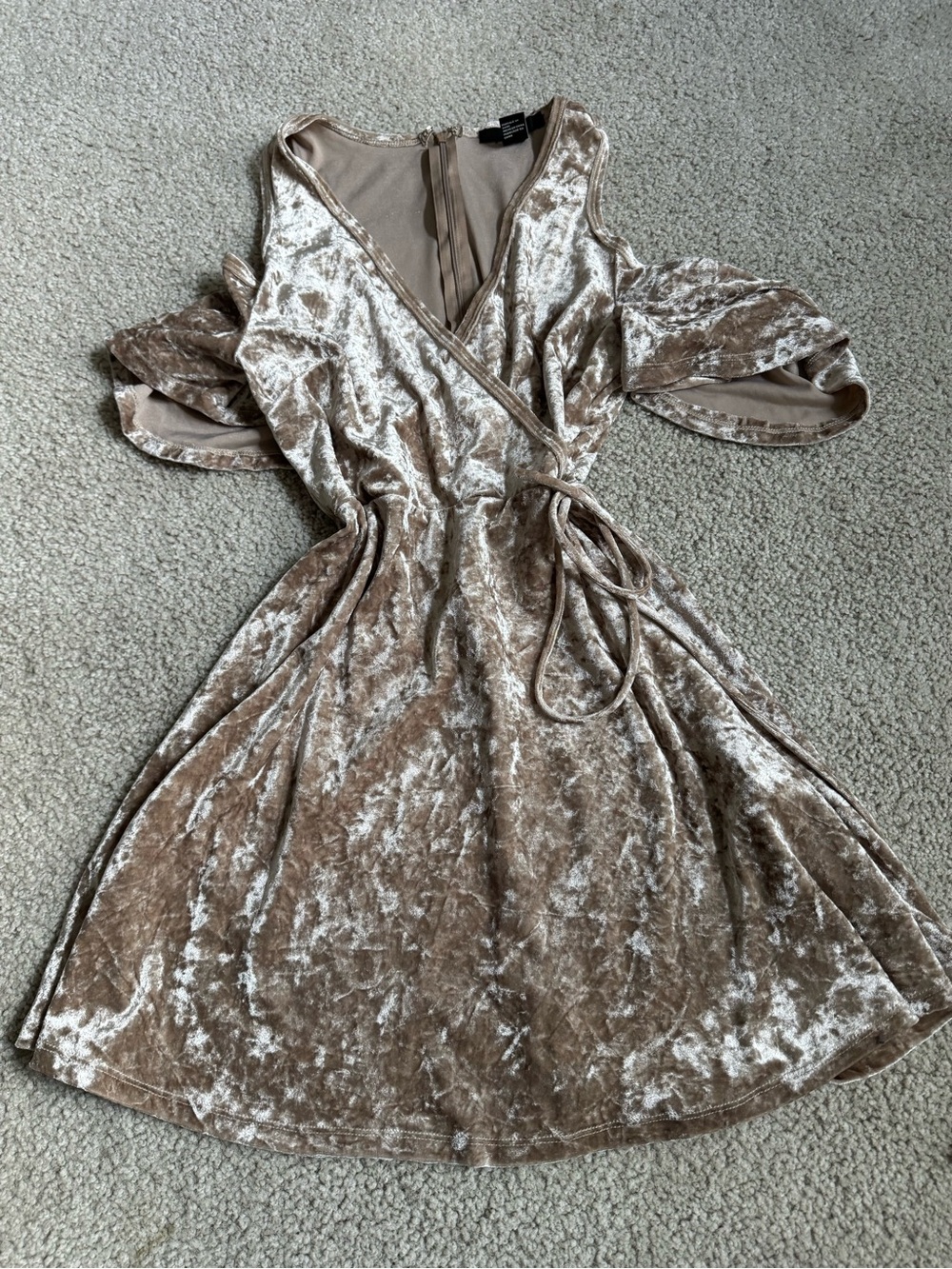 Forever 21 Taupe pink Crushed Velvet Wrap Midi Dress y2k
